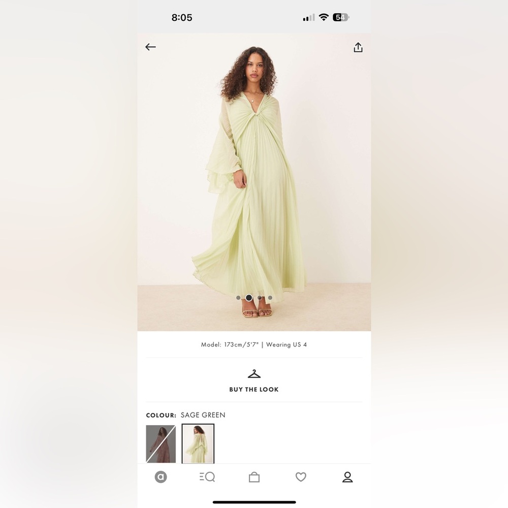 ASOS Design Pleated Chiffon Twist Front Maxi Dress Sage Green